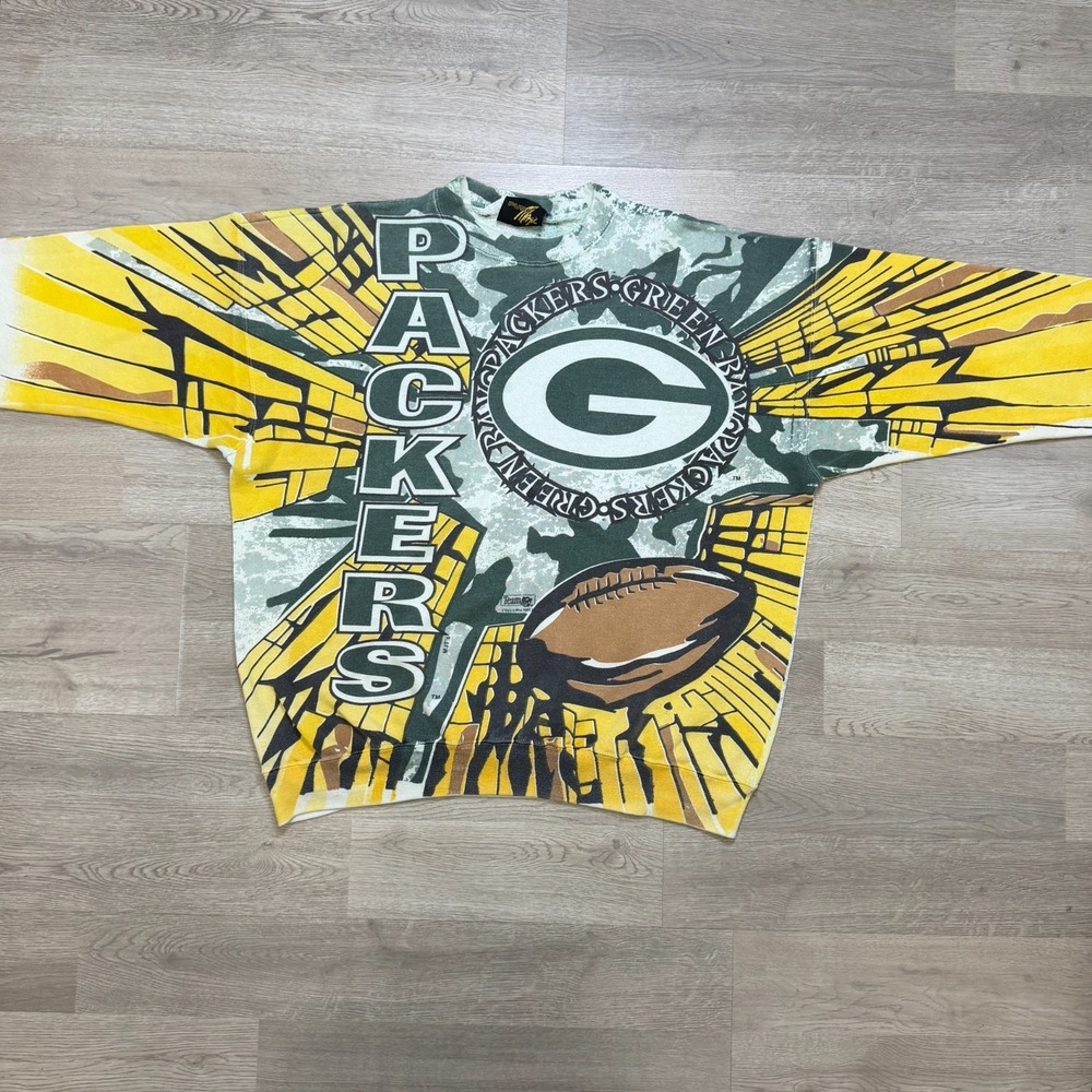 Vintage 1994 Packers AOP Sweatshirt XL Magic Johnson All Over Print NFL - Picture 2 of 13